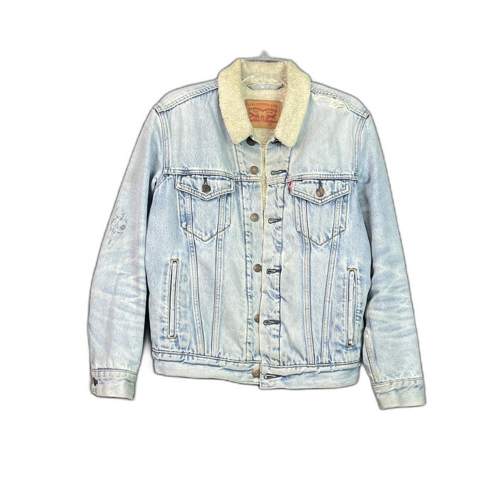 Vintage Levi's Trucker Jacket Mens S Denim Sherpa Lined Western Workwear Retro